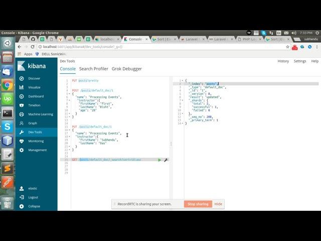 Demo of Elasticsearch Commands by Kibana