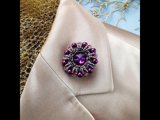 Фиолетовая лаконичная брошь Elegant Street Style Purple Round pin Brooch 