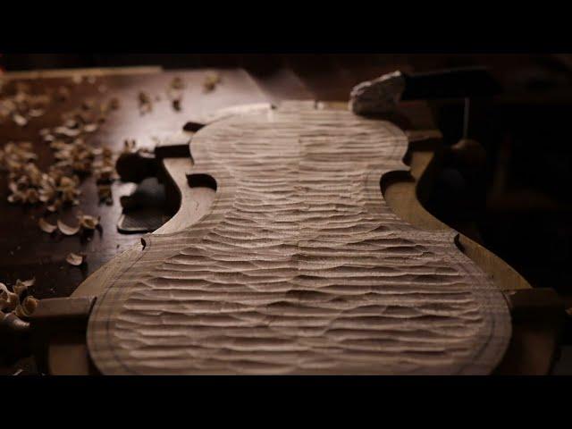 Making the Rough Thickness of the Violin Back - Wood Carving ASMR - Relaxing