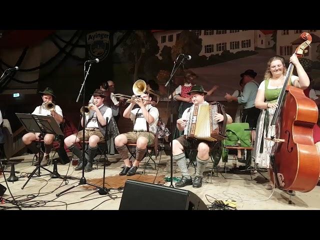 Hallgrafen Musikanten spielen auf der Ayinger Bräukirta 2023 die "Sommerfest Polka"