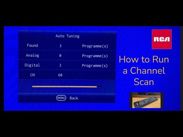 RCA TV - Run a channel scan Auto program for over the air antenna channels