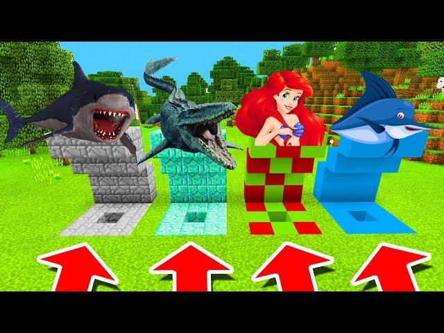 Minecraft PE : DO NOT CHOOSE THE WRONG HOLE! (Megalodon, Mosasaurus & Mermaid)