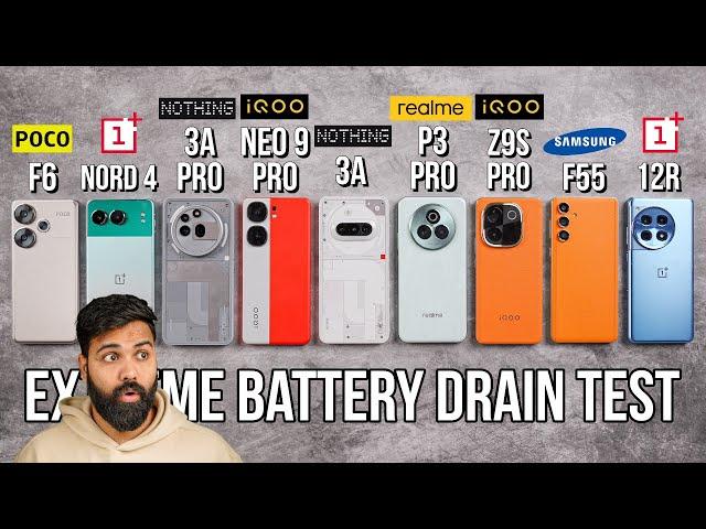 Nothing Phone 3A Pro, 3A, Nord 4, 12R, Vivo T3 Pro, Realme P3 Pro, Neo 9 Pro Battery Drain Test