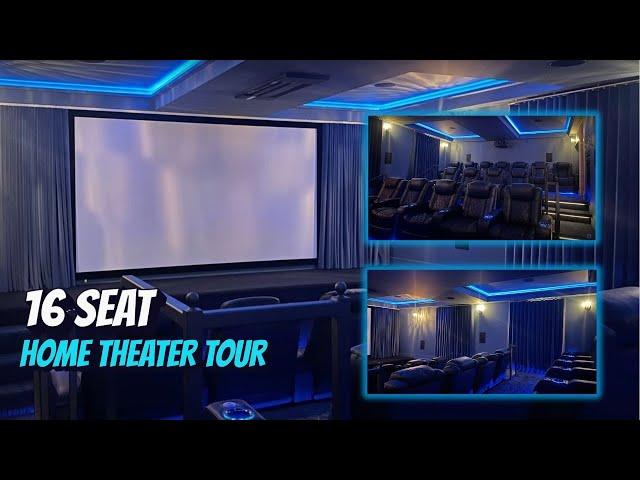 16 Seat Home Theater w/16 Channel Klipsch Speaker System | Home Theater Tour #7