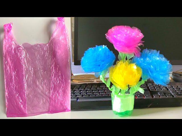 How to make a vase from a plastic bag | Reuse plastic bags as cute vases