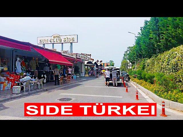 A walk through the city of Side. Promenade, beach & shopping. Türkiye May 2024 #side #turkey