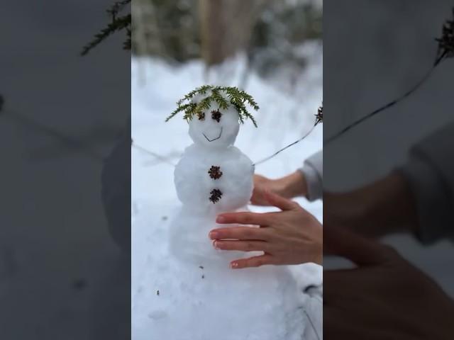 Making a cute Snowman in the Forest  #shorts  #snowman #winter #snowtime #cute