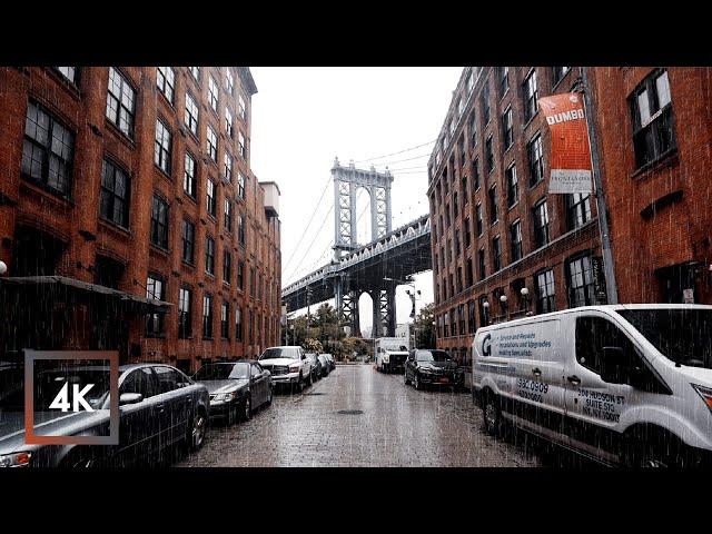 Walking in the Rain, Brooklyn New York, Rainy Windy Morning