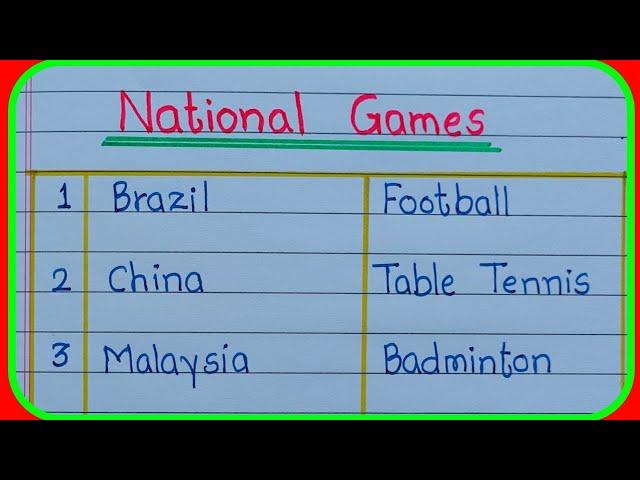 10 National games name| 10 country National game|National games of different countries