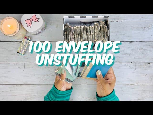 100 ENVELOPE SAVINGS CHALLENGE UNSTUFFING | CASH STUFFING | CHAT WITH ME | BUDGETING |MONEY COUNT