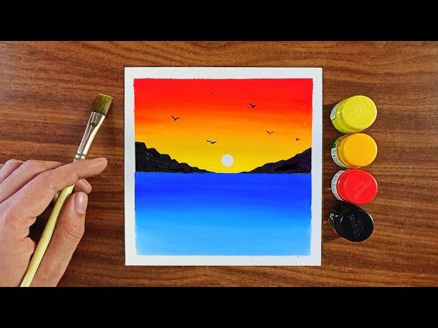 Sunset painting | watercolor drawing for beginners | Painting