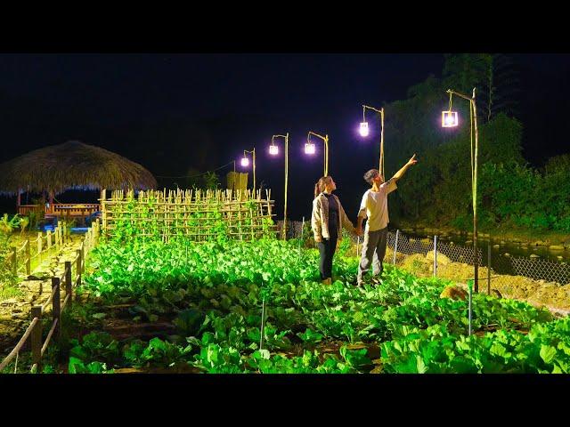 Install Wooden Lights To illuminate The Clean Vegetable Garden! Sustainable Farm Vegetable Garden