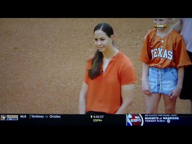 Cat Osterman #8 retired in pregame ceremony before Texas softball game