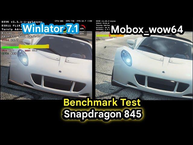 Winlator 7.1 VS mobox wow64| Need for speed Most wanted 2012 - Snapdragon 845 Benchmark Test
