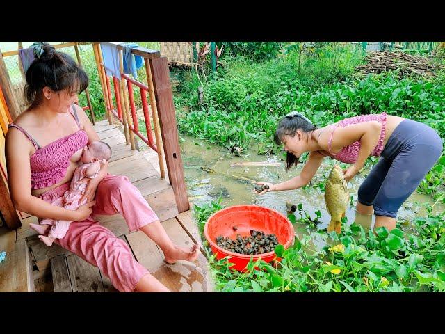 Farm Life - Single Mom Grinds Corn, Catches Fish, Picks Snails for Cooking