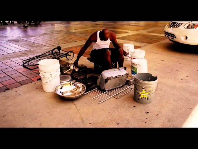 Street Drummer in Downtown Miami - Street Musician