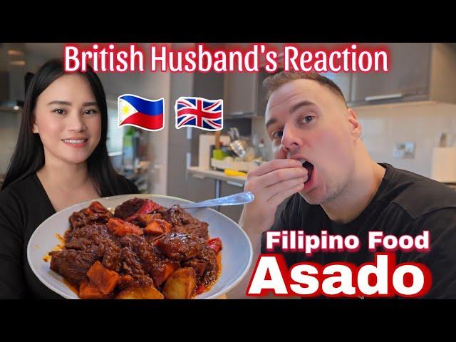 My British Husband's Reaction to my Authentic Filipino Beef Asado |  | British Filipina Life in UK!