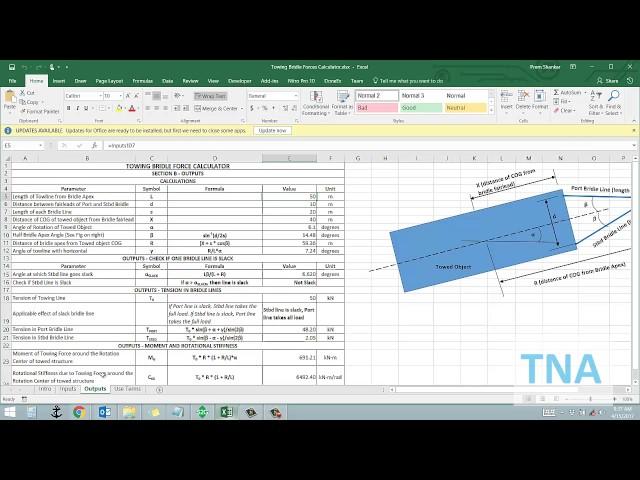 Towing Bridle Force Calculator (www.thenavalarch.com)