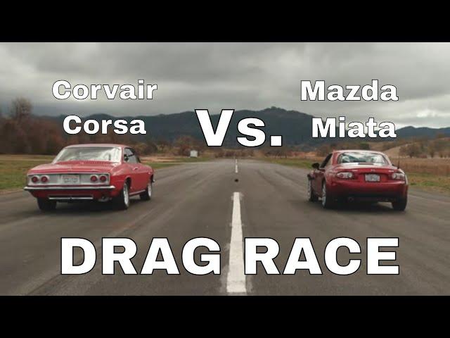 TIM ALLEN'S CORVAIR CORSA Vs. MX5 MIATA | ULTIMATE DRAG RACE