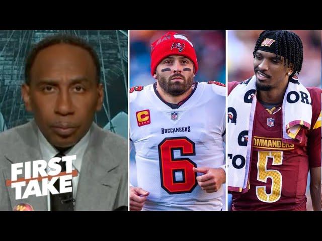 FIRST TAKE | I'm taking Jayden Daniels over Baker! - Stephen A. on NFC Wild Card: Commanders vs Bucs