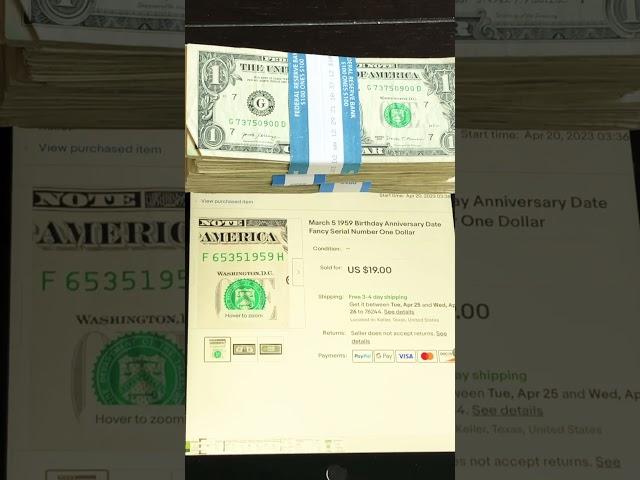   MORE FREE MONEY FROM MY BANK - Two One Dollar Bills Sold for $38.00!!! #shorts