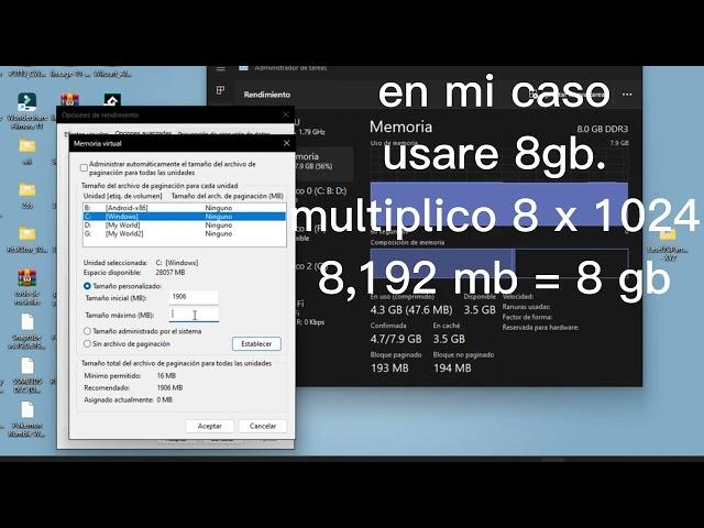 Aumentar memoria ram con memoria virtual windows 10 & 11.
