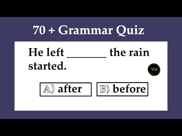 70 + Grammar Quiz | English Grammar Mixed test | Test your English | No.1 Quality English