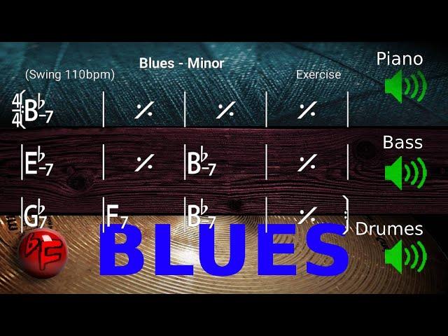 Minor Blues in Bb - Jazz Backing Track / Play-along (110bpm)