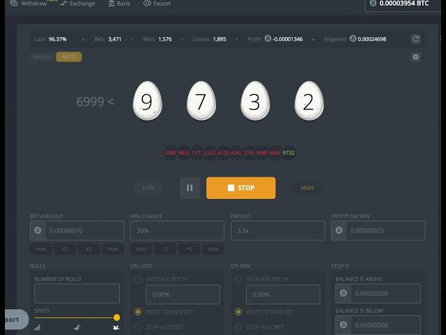 Maximum Betting Speed on DuckDice Crypto Dice Game