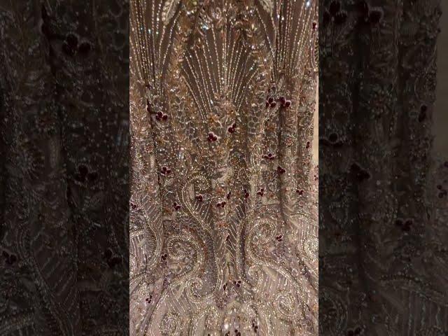 @sakshisindhi Golden Unique Long Trail Bridal Dress Pakistani Handwork +919888799315