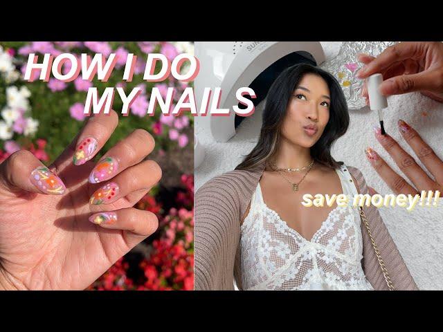 HOW I DO MY NAILS AT HOME  | aesthetic + pinterest inspired nails! *budget friendly*