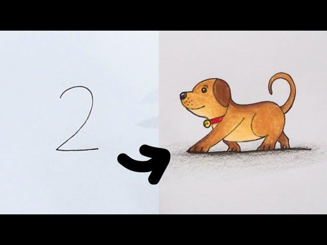 สอนวาดสุนัข กับเทคนิคง่ายๆ น่ารักๆ | วาดรูปจากตัวเลข | How To Draw Cute Dog.