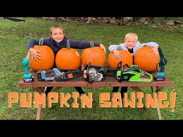 Carving Pumpkins with a Chainsaw!!