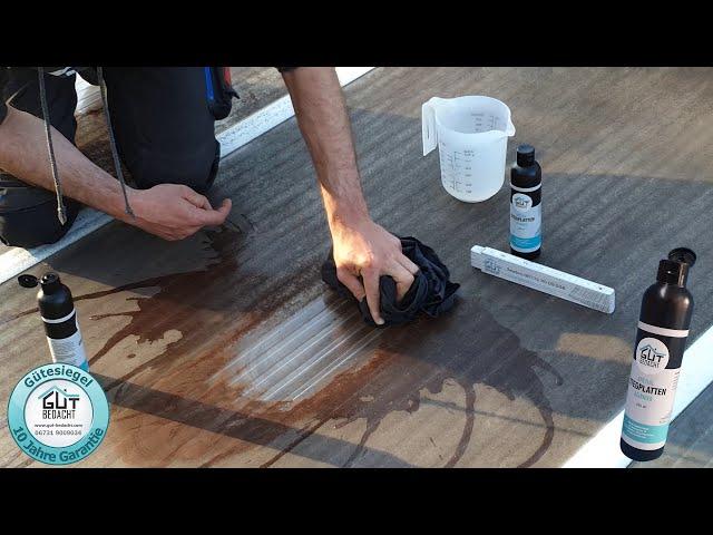 Schmutz von Stegplatten mit dem Gut Bedacht Stegplatten Reiniger schnell & einfach entfernen