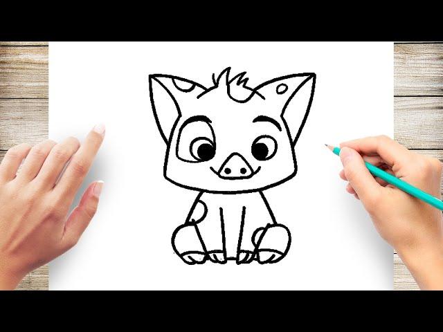 How To Draw Pua The Pig Step by Step