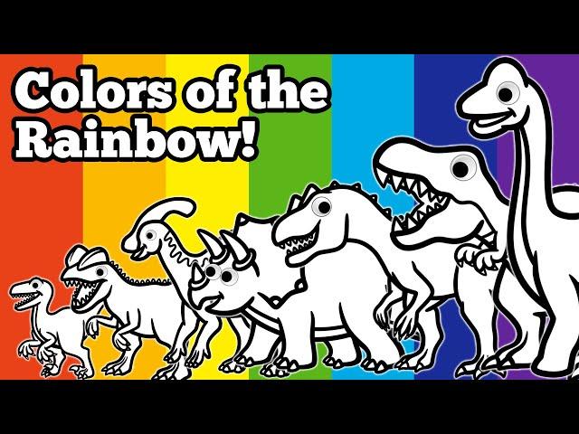 Colors of the Rainbow | Learn Colors with Dinosaurs | Let's Draw 7 Rainbow Color Dinosaurs!