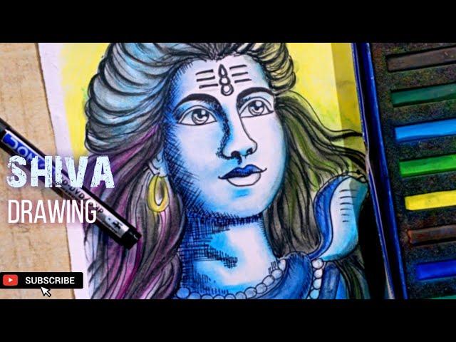 Lord Shiva Drawing With soft pastel for beginners | step by step unique method