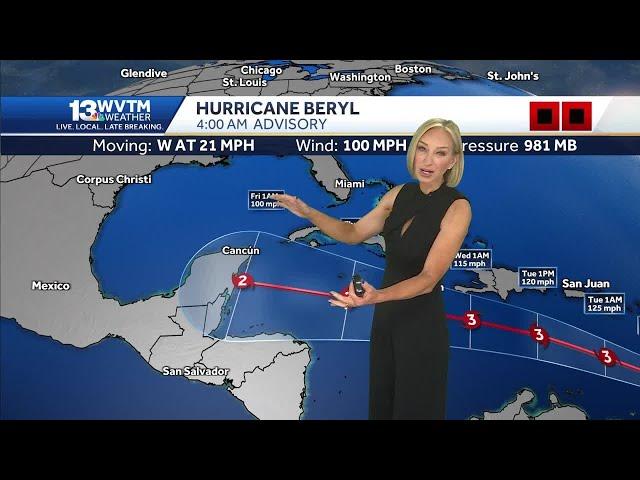 Beryl forecast to strengthen into a category four hurricane