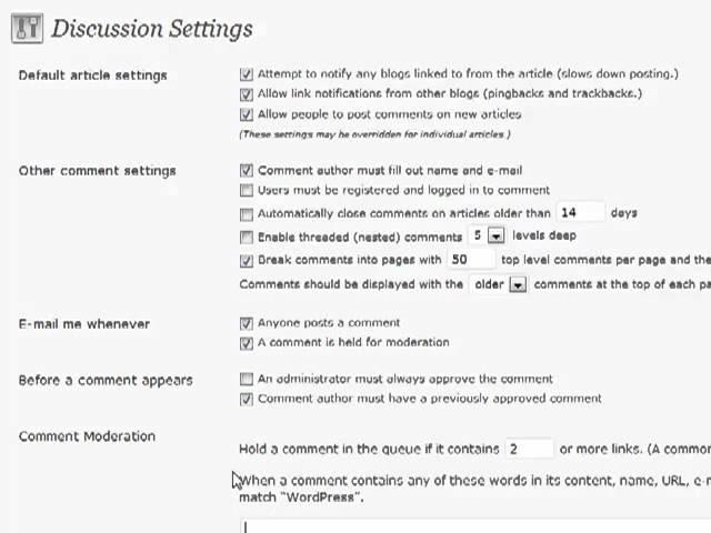 Wordpress Tutorial For Beginners Part 19 - Discussion Settings