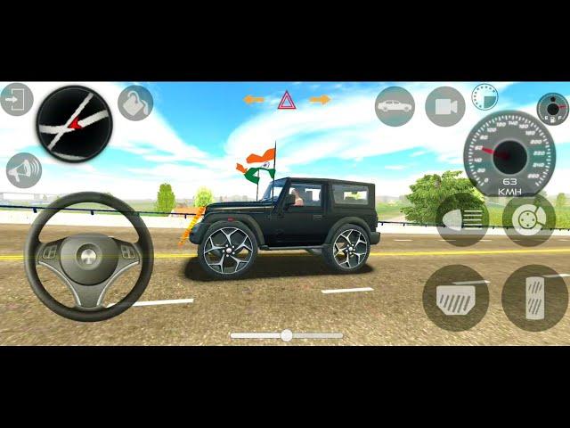 Indian Cars Driving 3D | black thar on 4 lines way