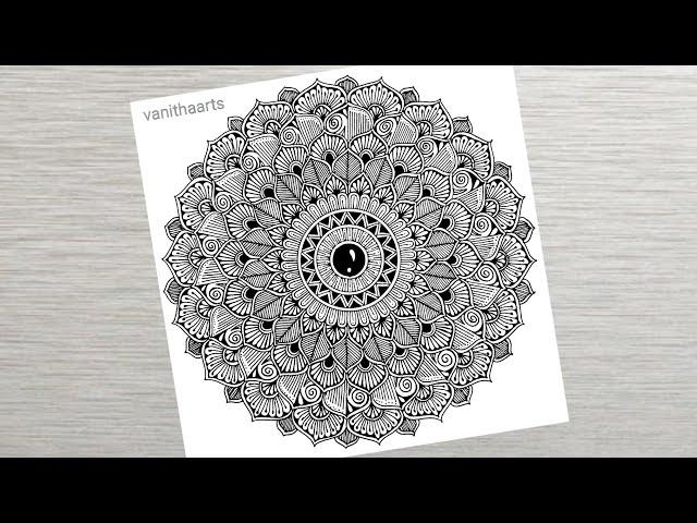 How to draw a Mandala Art for Beginners Step-by-Step Tutorial | Easy Mandala Drawing | #vanithaarts