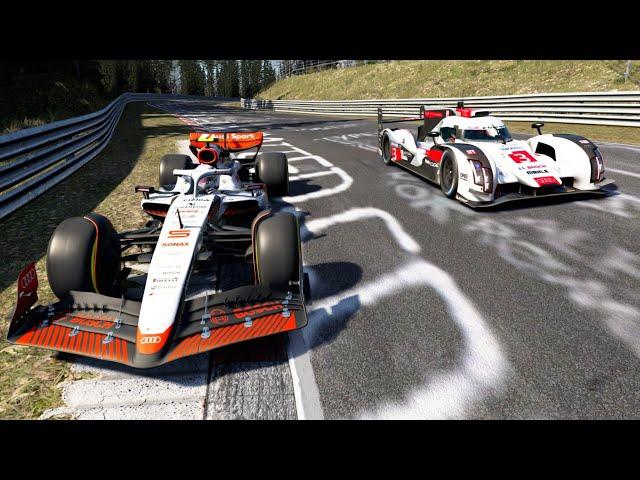 F1 Audi Sport Sauber vs Audi R18 e-tron quattro at Norschleife