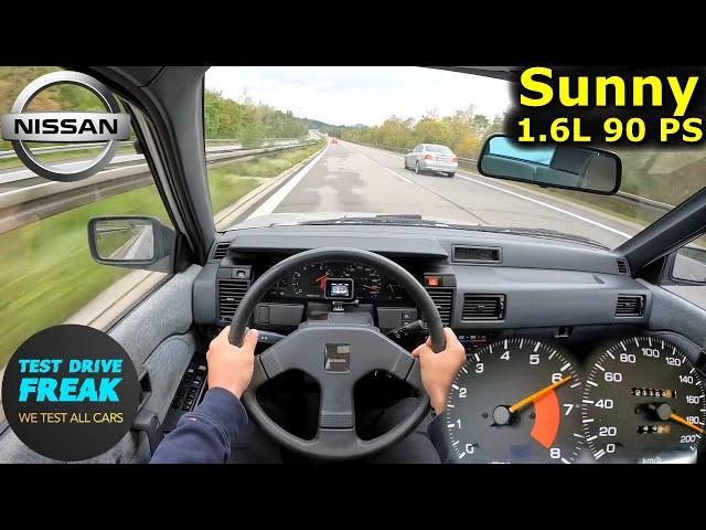 1989 Nissan Sunny 1.6 SGX 90 PS | Top Speed Autobahn POV Test Drive