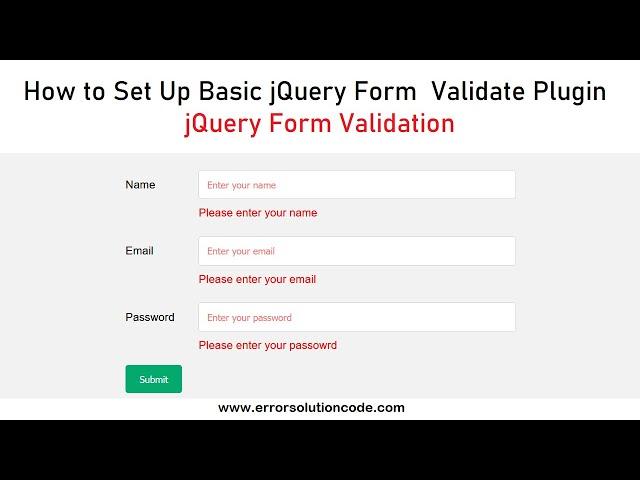 How to Set Up Basic jQuery Form Validate Plugin | jQuery Form Validation