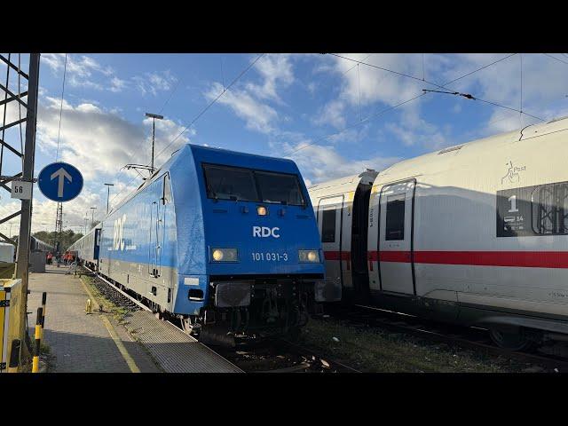 Streckenkunde Führerstandsmitfahrt Rheintalbahn am morgen Richtung Basel Lörrach Sonne Schweiz 4K