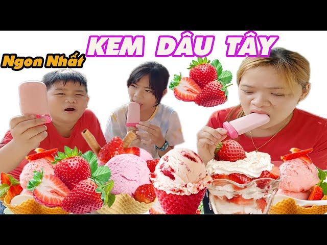 Mẹ Làm Kem Dâu Tây Là Ngon Nhất Giống Sữa Yaourt [ Trang And Vinh ]