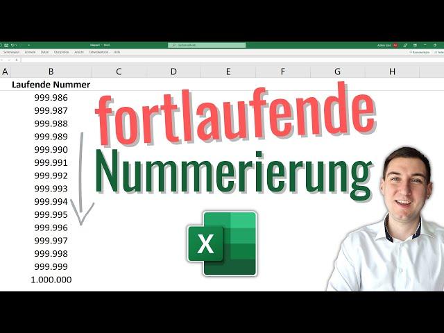 Excel Fortlaufende Nummerierung bis 1.000.000+ !  1️⃣ 2️⃣ 3️⃣ [fortlaufend ausfüllen] #Shorts