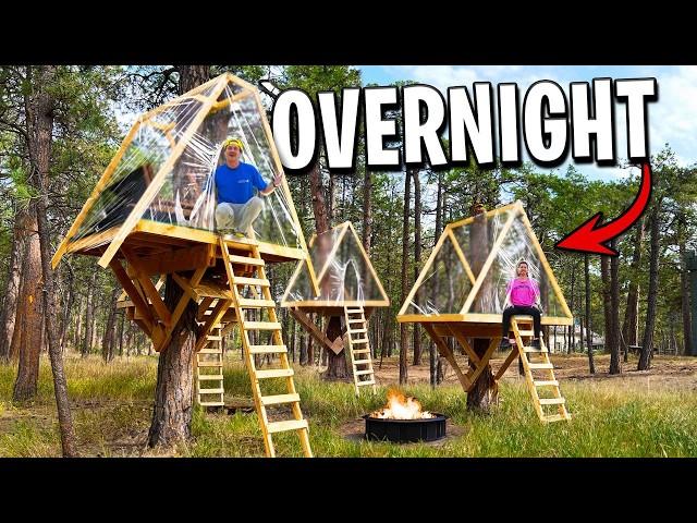 We Built Plastic Wrap Survival Treehouses!