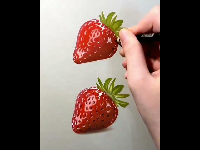 Drawing realistic strawberry/ drawing realistic Fruit/ how to draw strawberry/ strawberry Drawing