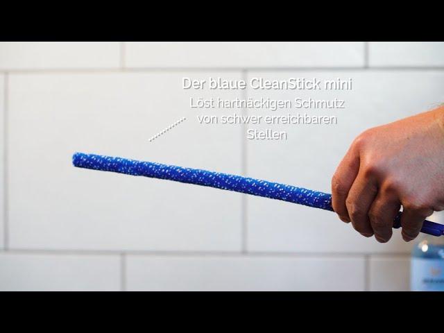 Der CleanStick mini, blaue Faser von JEMAKO: Hartnäckig gegen schwer erreichbaren Schmutz